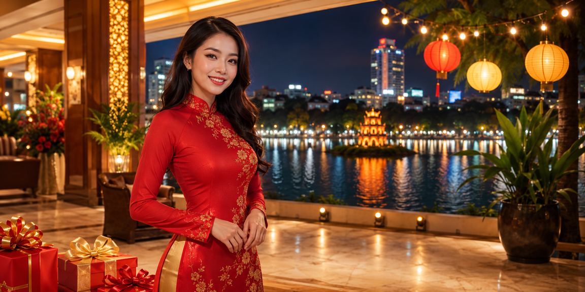 Người phụ nữ mặc áo dài truyền thống tại Hà Nội theo dõi cá cược thể thao