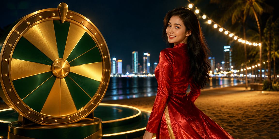 Phụ nữ mặc áo dài tại Quy Nhơn tham gia sự kiện quay số may mắn