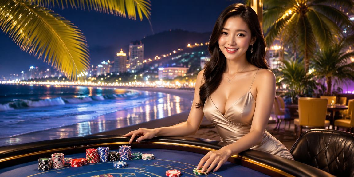 Người phụ nữ chơi bài tại bãi biển Vũng Tàu dưới ánh nắng buổi chiều